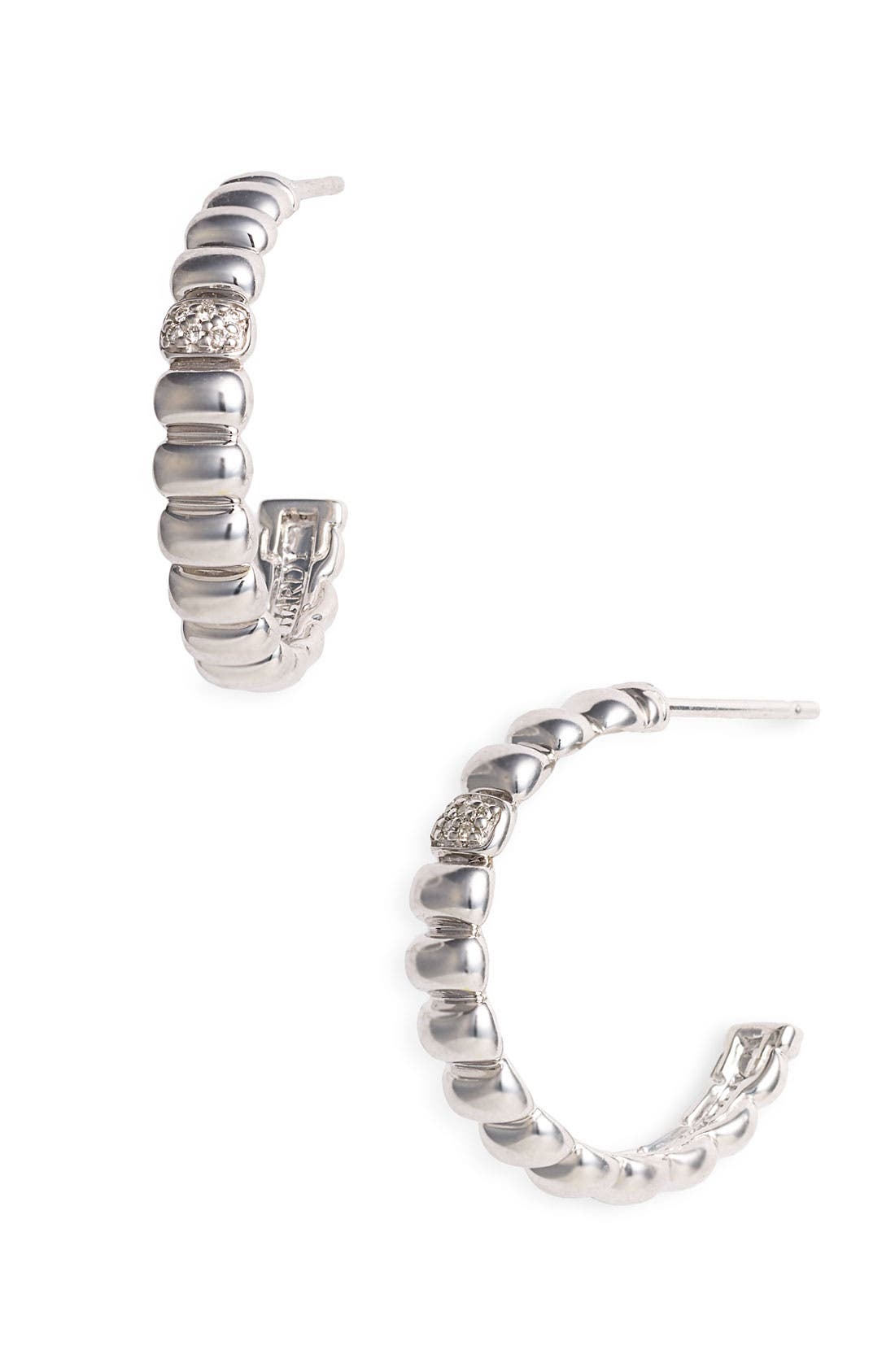 John Hardy Sterling Silver Bedeg Diamond Pave Small 23mm Hoop Earrings