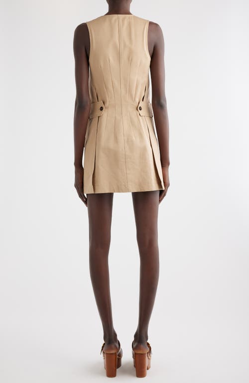 Chloé Satin Cotton Dress With Button And Slit In Worn Brown