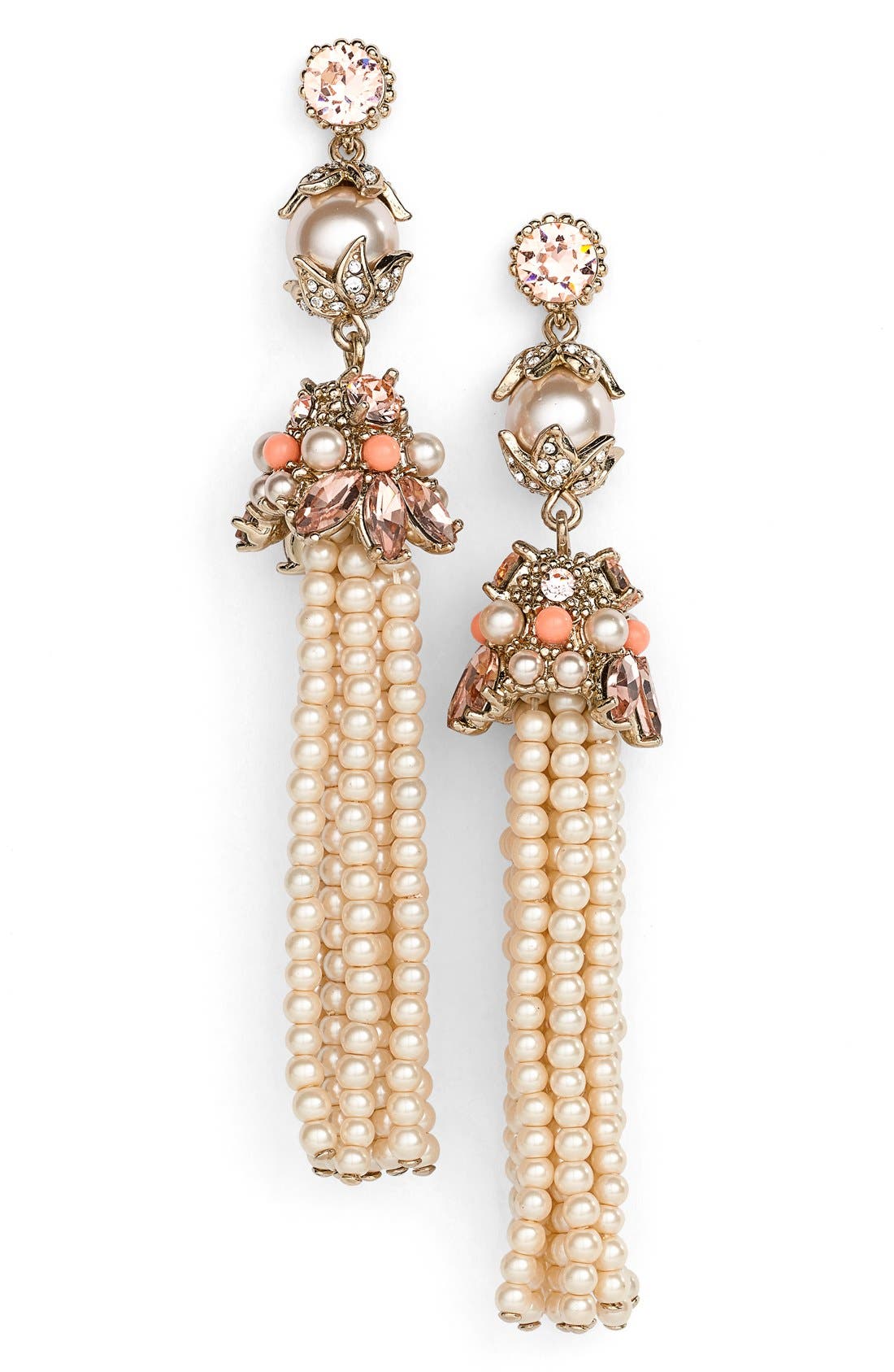 Marchesa Crystal & Faux Pearl Tassel Earrings Nordstrom