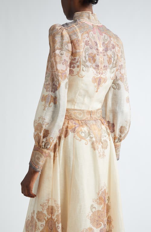 Shop Zimmermann Illustration Paisley Print Linen & Silk Top In Cream Paisley