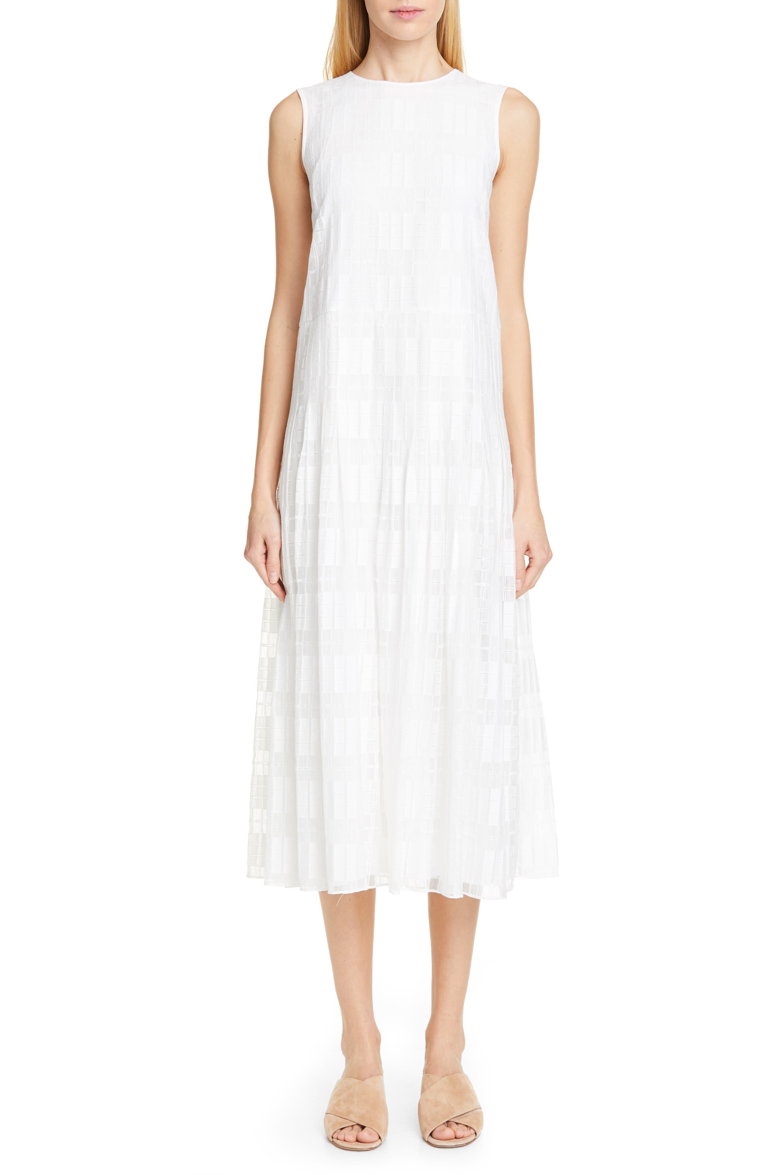 Lafayette 148 New York Avalynn Sleeveless Midi Dress, White