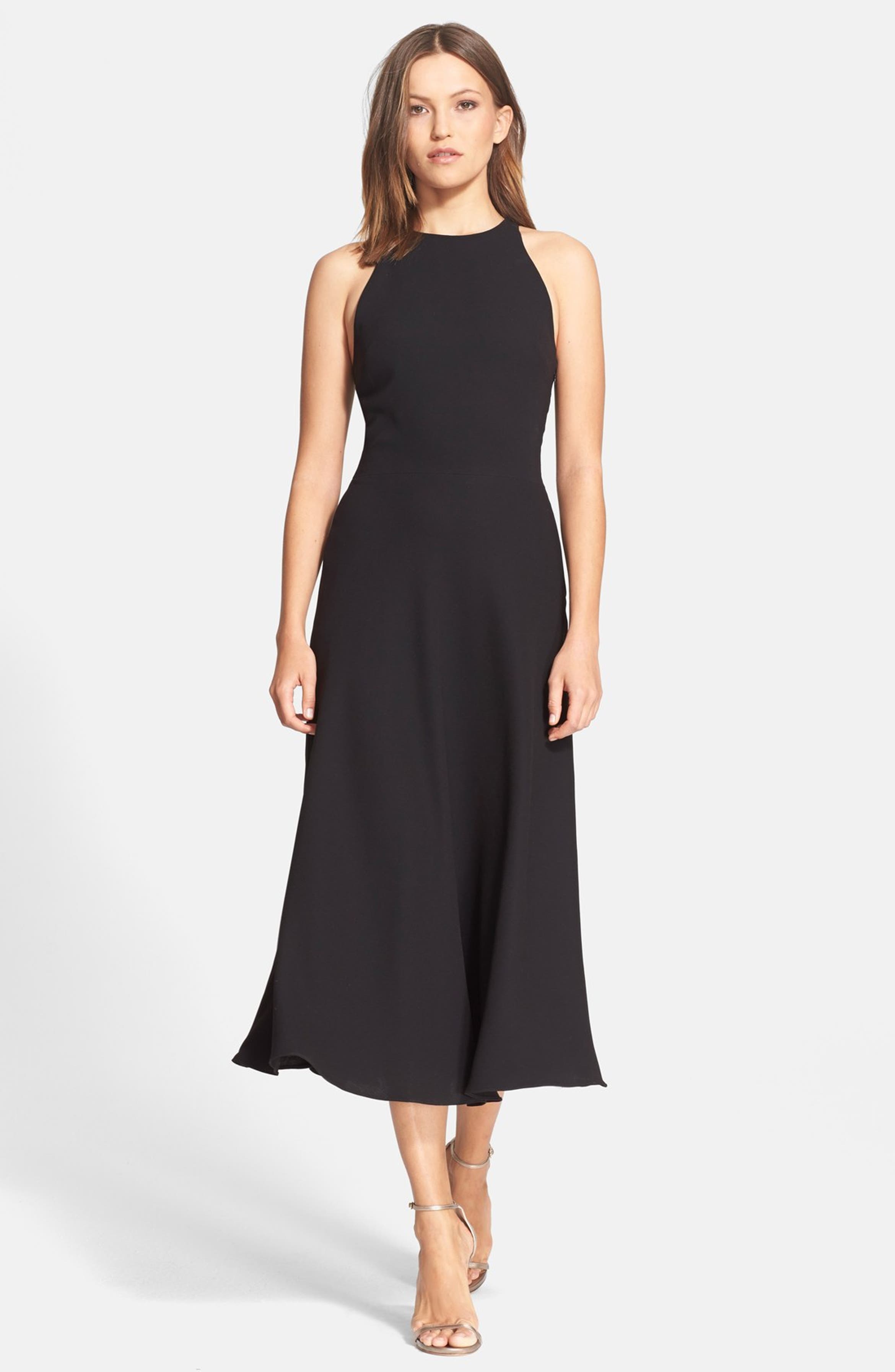 Halston Heritage Cutout Back Fit & Flare Midi Dress | Nordstrom