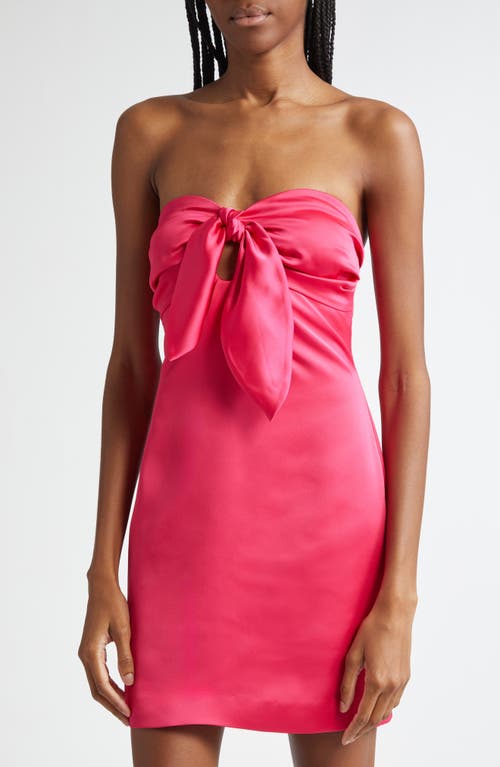 Shop Ramy Brook Orion Satin Bodice Strapless Minidress In Hot Pink