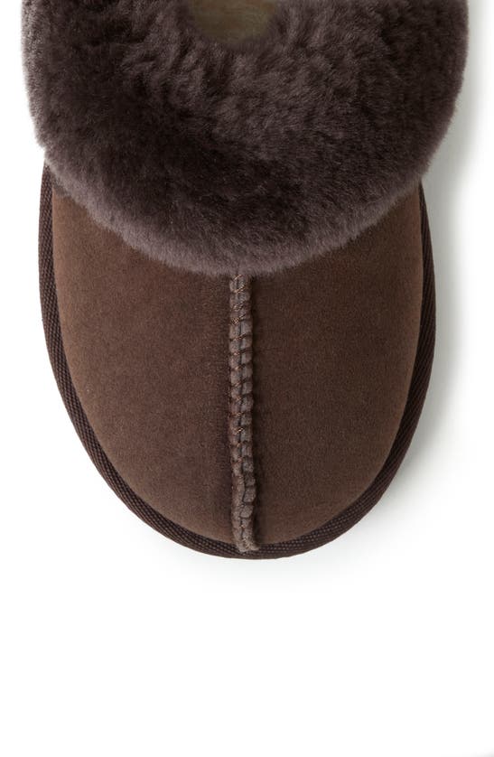 Fireside By Dearfoams Sydney Water Resistant Genuine Shearling Scuff Slipper In Coffee