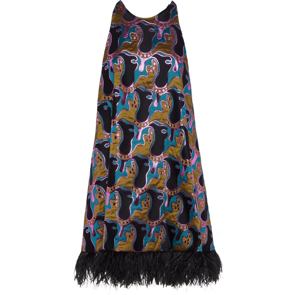 La Doublej La Fenice Mini Dress In Spritz Blue Petrol