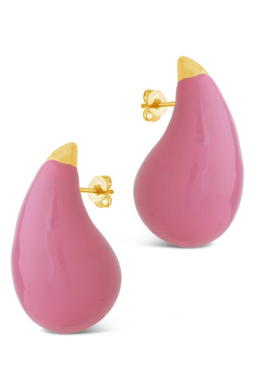 Shop Sterling Forever Brystol Enamel Stud Earrings In Pink/gold