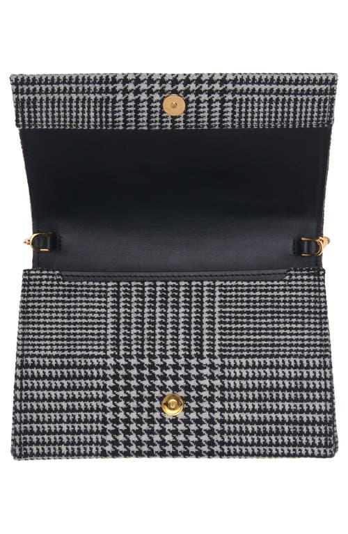 Shop Tom Ford Houndstooth Check Logo Shoulder Bag In 3nw04 Black/chalk Black