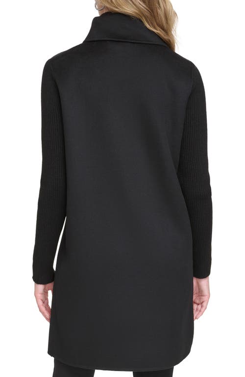 Kenneth Cole New York Asymmetric Collar Wool Blend Cloat In Black
