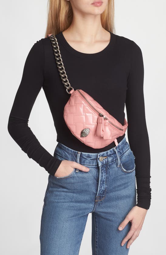 Shop Kurt Geiger London Small Kensington Soft Quilted Leather Belt Bag In Pink