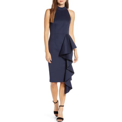 Eliza J Ruffle Sheath Dress, Blue