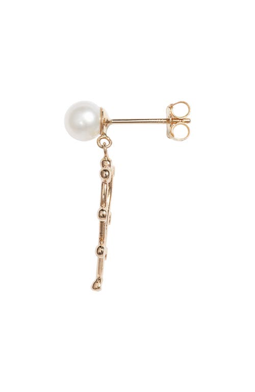 Shop Poppy Finch Pearl Heart Drop Earrings In Pearl/14k Yellow Gold