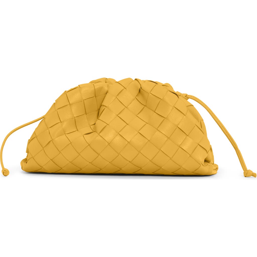 Bottega Veneta Small The Pouch Leather Clutch In Buttercup/gold