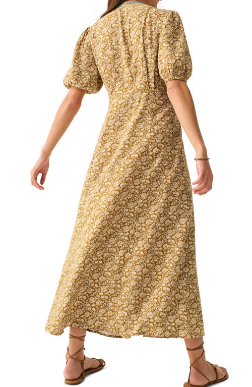 Shop Faherty Havana Floral Linen Blend Maxi Dress In Golden Theodora Floral