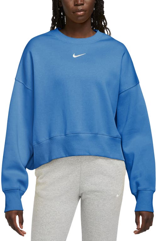 Shop Nike Phoenix Fleece Crewneck Sweatshirt In Star Blue/sail