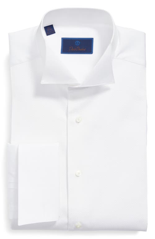 David Donahue Regular Fit French Cuff Tuxedo Shirt White at Nordstrom,