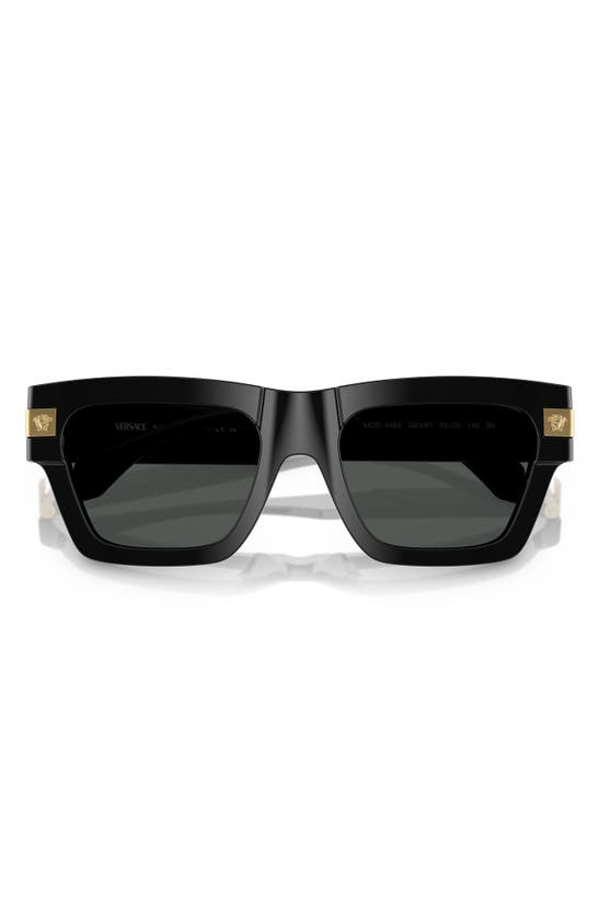 Shop Versace 55mm Plaque Rectangular Sunglasses In Black