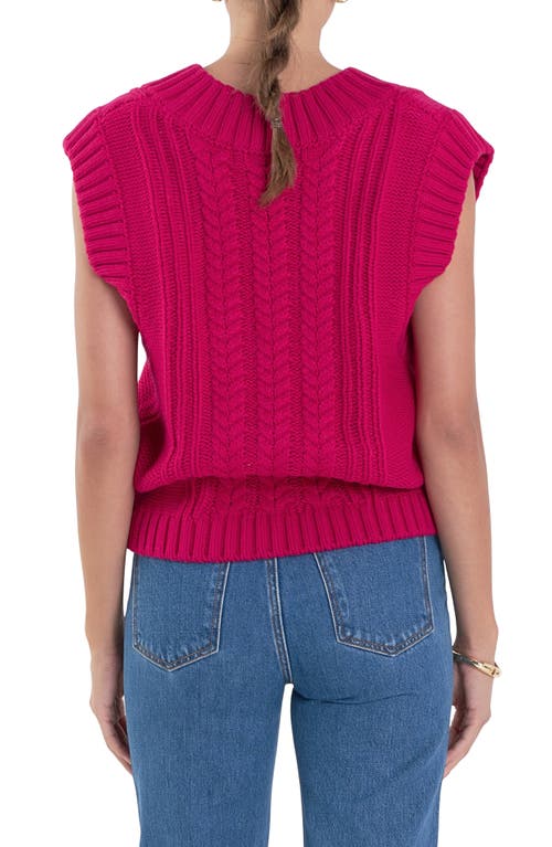 English Factory Cable Stitch Sweater Vest In Magenta