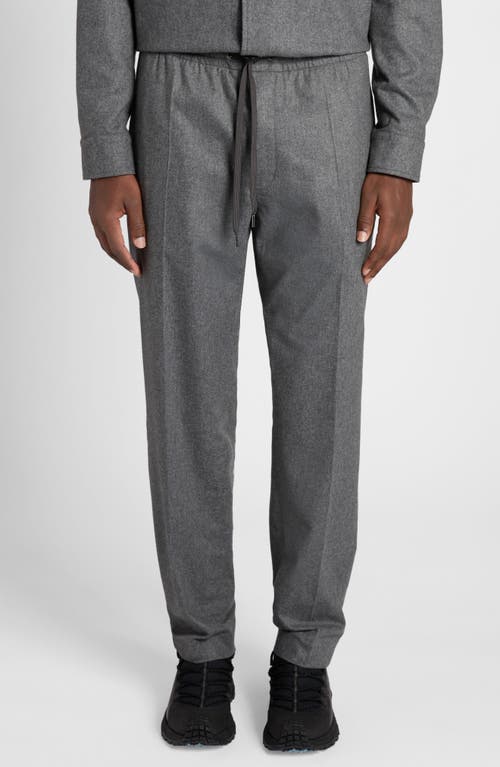 Shop Moncler Wool Blend Flannel Pants In Dark Grey