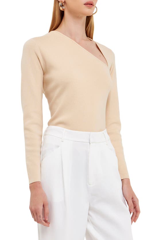 Shop Endless Rose Cutout Long Sleeve Top In Ivory