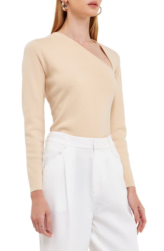 Endless Rose Long-sleeve Cutout Knit Top In Ivory