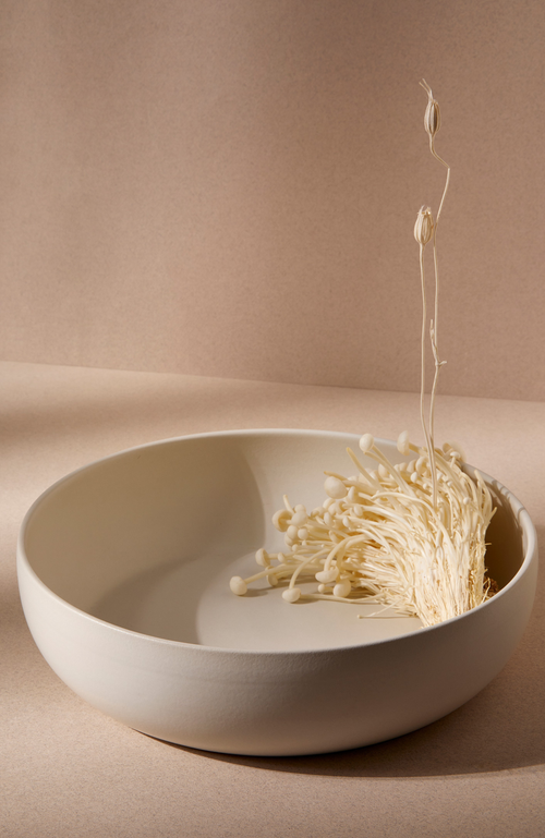 Gharyan Stoneware Shallow Stoneware Serving Bowl In White
