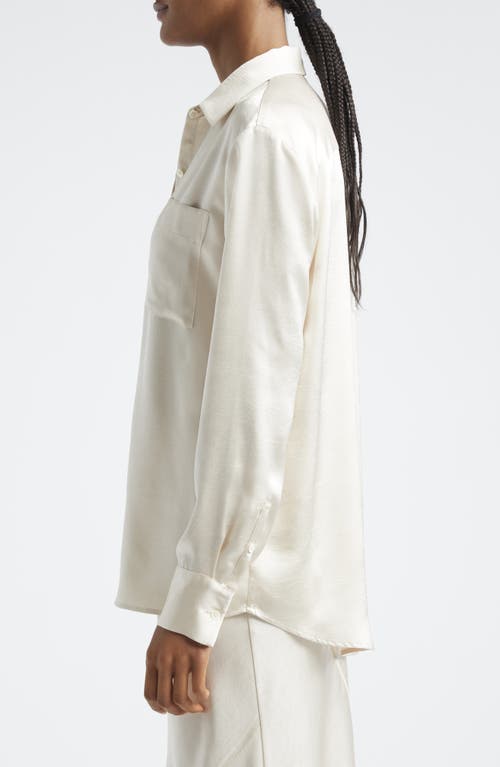 Shop Atm Anthony Thomas Melillo Crinkle Satin Button-up Shirt In Vanilla Mist