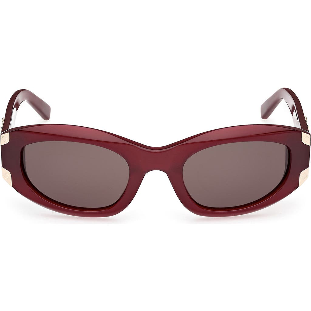 Mcm Smoke Oval Ladies Sunglasses Mw0006 69a 53 In Shiny Bordeaux/smoke