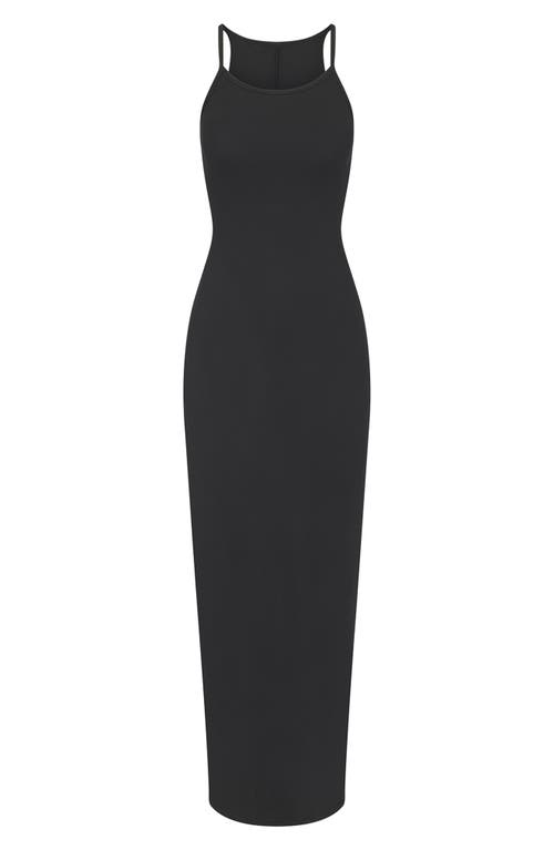 Skims Cotton Rib Maxi Dress In Soot