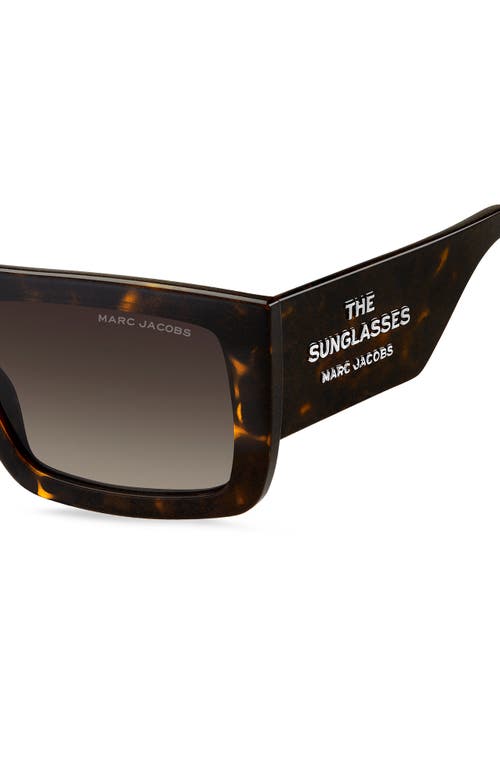 Marc Jacobs 53mm Gradient Rectangular Sunglasses In Havana/brown Sf