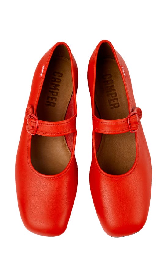 Camper Casi Myra Leather Ballerina Shoes In Bright Red