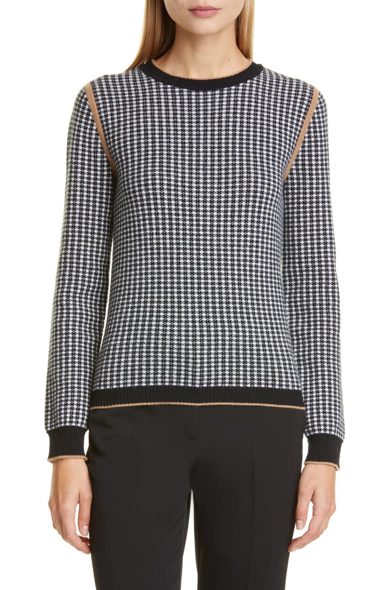 Max Mara Colle Houndstooth Jacquard Wool & Cashmere Pullover | Nordstrom