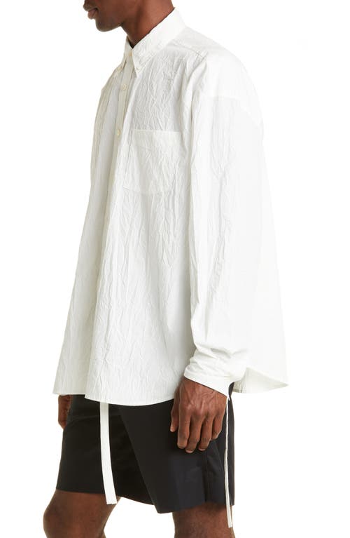 Shop John Elliott Oversize Crinkled Tie Front Button-down Shirt In White