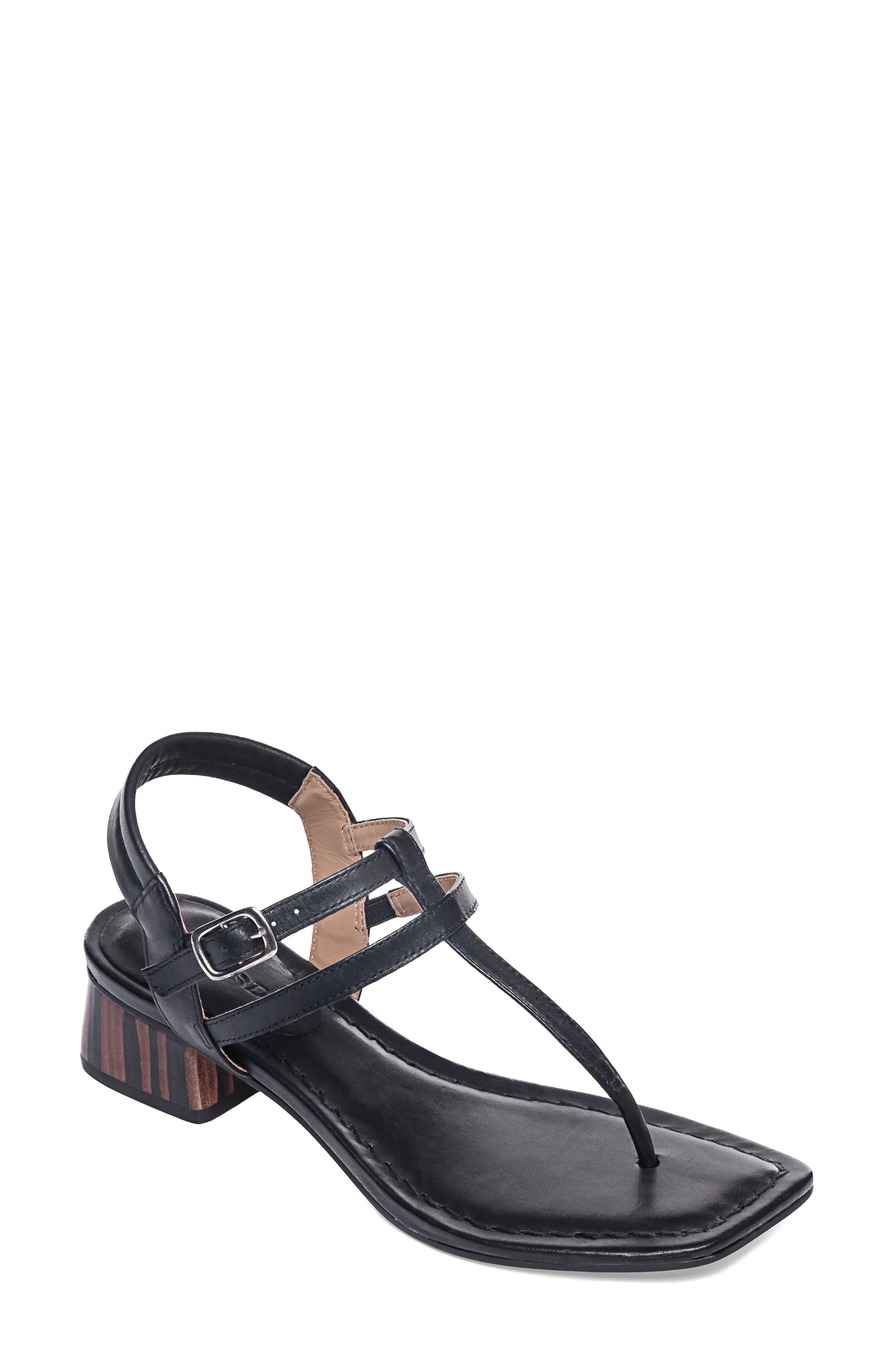 black t strap sandals
