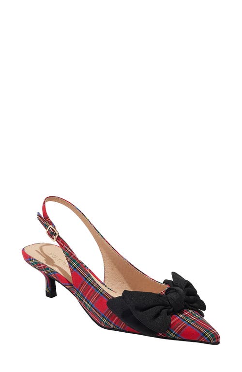 Jack Rogers Debra Pointed Toe Kitten Heel Pump Red Tartan/Black at Nordstrom,