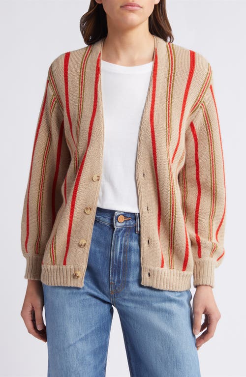 Shop The Great . The Everett Stripe Baby Alpaca Cardigan In Oatmeal Heritage Stripe