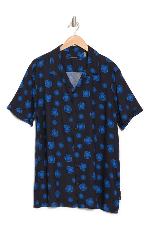 Shop Karl Lagerfeld Paris Sun Print Short Sleeve Shirt In Black/blue