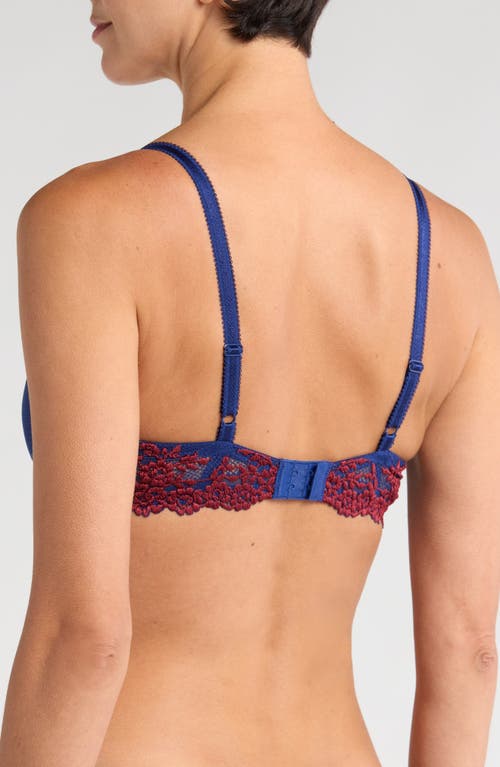 Shop Wacoal Embrace Lace T-shirt Bra In Blue Depths/cordovan