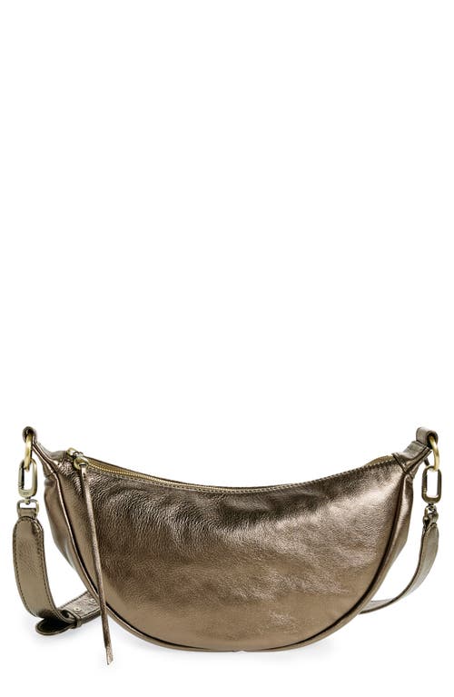 Shop Hobo Knox Leather Crescent Crossbody Bag In Pewter