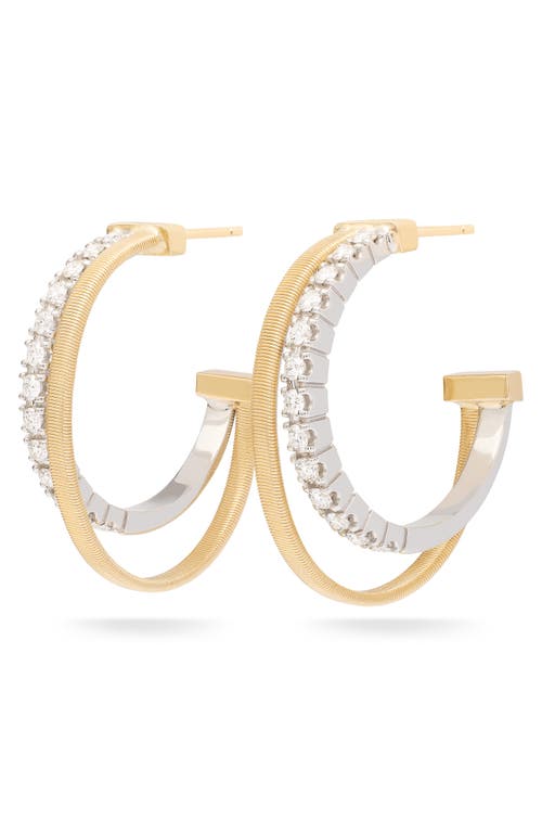 Marco Bicego 18k Yellow & White Gold Masai Diamond Double Hoop Earrings In 18k Yellow Gold