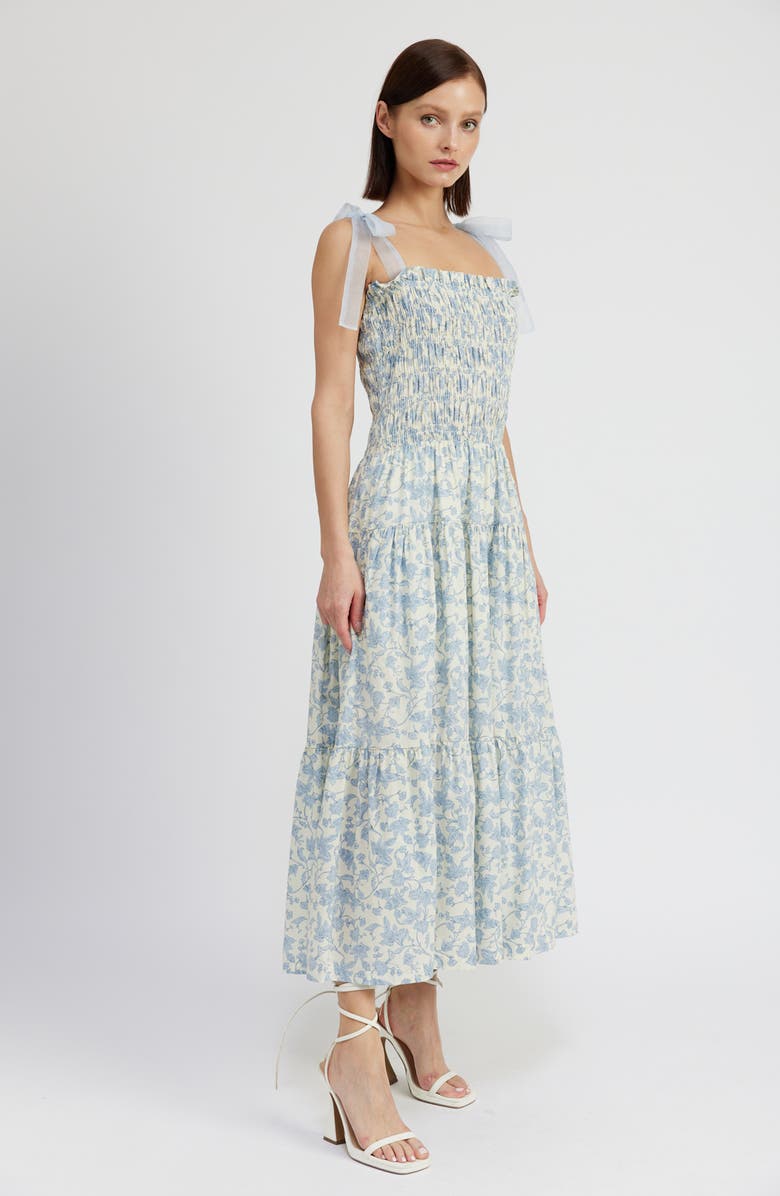 En Saison Egret Floral Cotton Maxi Dress | Nordstrom