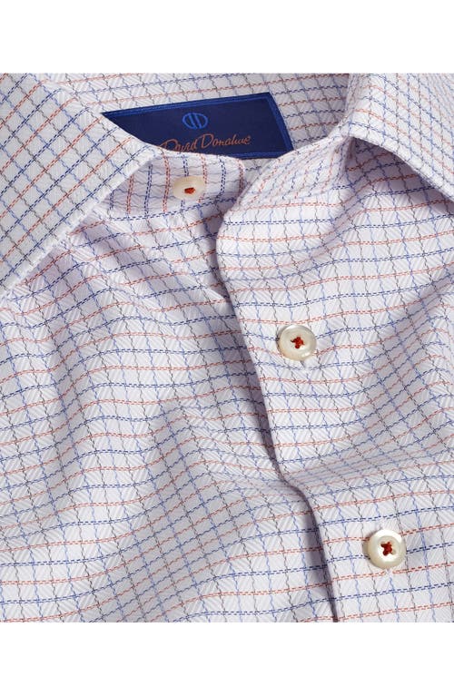 Shop David Donahue Trim Fit Check Cotton Dobby Twill Dress Shirt In White/orange