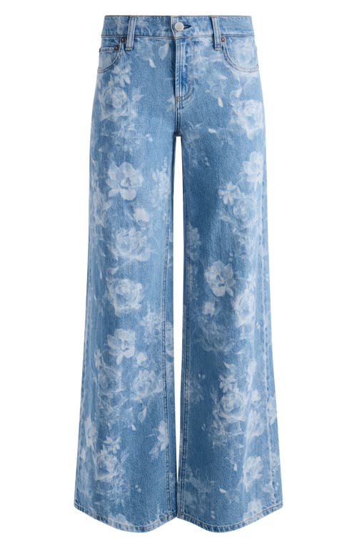 Shop Alice And Olivia Alice + Olivia Trish Low Rise Wide Leg Jeans In Lotus Floral