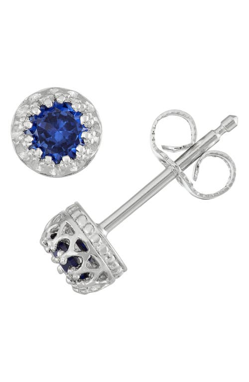 Fzn Semiprecious Stone Crown Stud Earrings In Sapphire