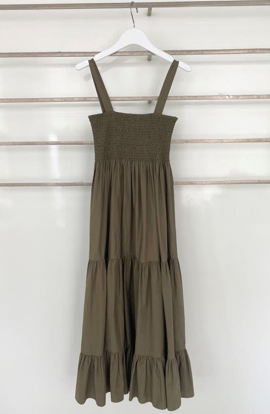 Chelsea And Theodore Smocked Top Maxi Dress In Olive