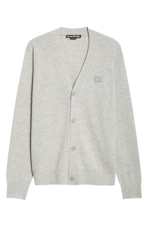 Acne Studios Keve Face Patch Wool Cardigan In Light Grey Melange