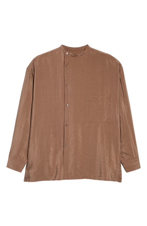 Lemaire Gender Inclusive Asymmetric Silk Blend Button-Up Shirt in Misty Mauve