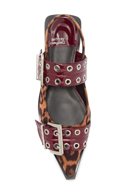 Jeffrey Campbell Debb Slingback Flat In Cheetah-satin-cherry Red Pat