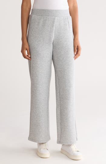 T Tahari Ribbed Pull-on Pants In Dusk Grey Heather