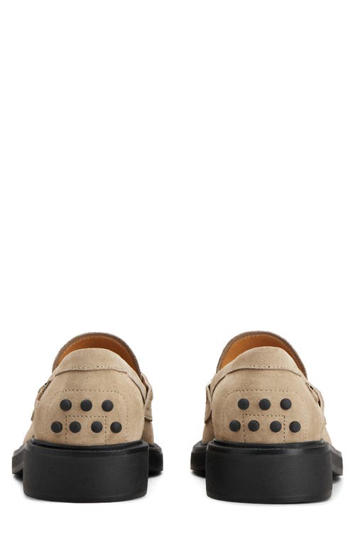 Tod's Gomma Suede Penny Loafers In Tabacco Chiaro