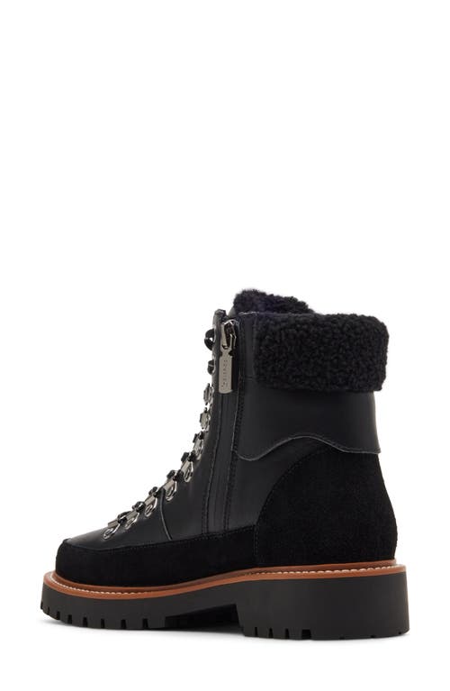 Blondo Natasia Faux Shearling Cuff Waterproof Boot In Black Leather/fabric